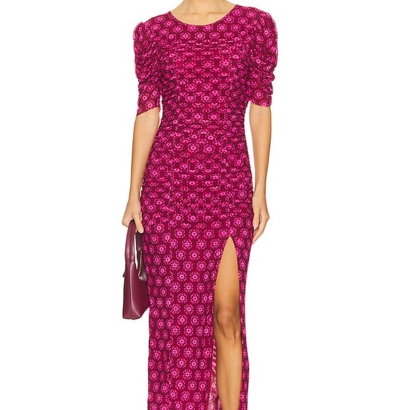 Free People Dresses & Skirts - Free People Briella Midi Dress Fuchsia Combo Size L